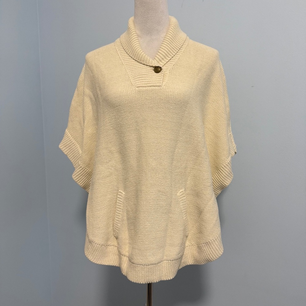 LRL Lauren‎ Jeans Co Women’s Shawl Collar Pockets Sweater Poncho Size S